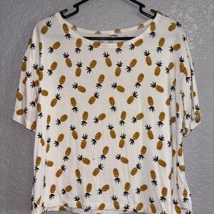 Old Navy White Pajama Top with Yellow Pineapples